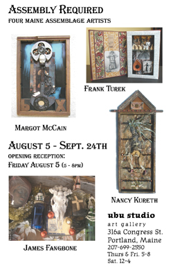 "Assembly Required" poster for the exhibit at ubu studio art gallery, Portland Maine.